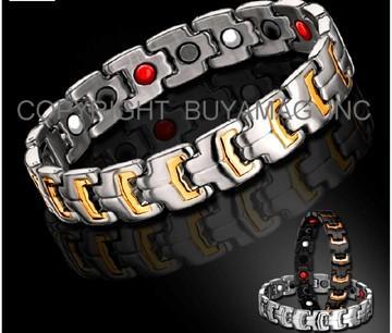 Magnetic Bracelets Stainless Steel or Titanium With: Magnets Germanium Negative Ions Infrared Properties 4 IN 1