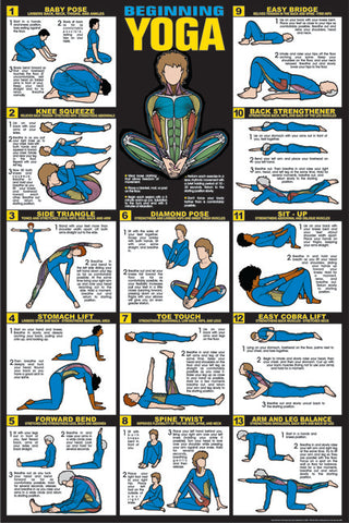 Yoga Exercise Poster Postures Exercise Chart