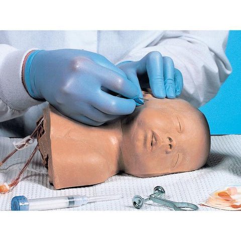 Pediatric Infant  Head Infusions Venipuncture in Temporal Jugular Veins Training of a New-Born to 12 Month - Old Infant
