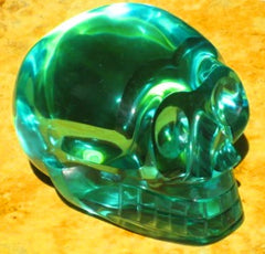 Human Skull Columbian Hand Made Aquamarine Stone